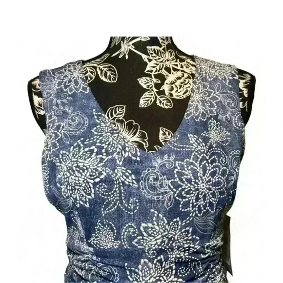 Jessica Howard Women's Petite 6 Blue Floral Fit & Flare Maxi Dress - Picture 4 of 11